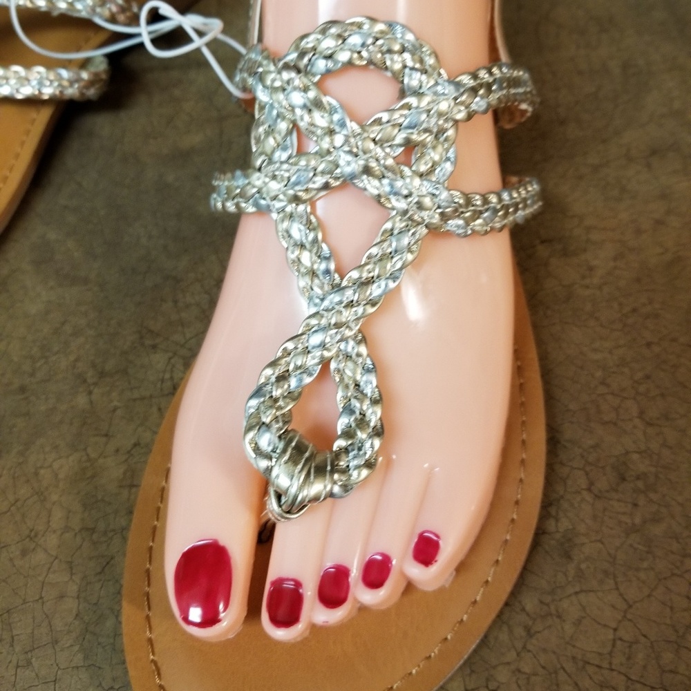 Women's Silver & Gold Sandals (NEW) - Picture 1 of 7